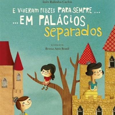 Capa de livro infantil com título e ilustrações de castelos e personagens em estilo cartoon