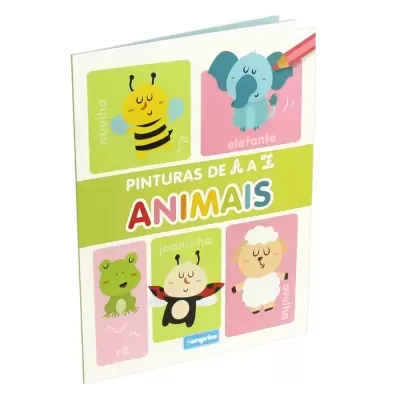 Capa de livro infantil com desenhos de animais para pintar