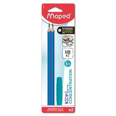 Embala de dois lápis Maped HB #2 com grip azul para crianças 6+