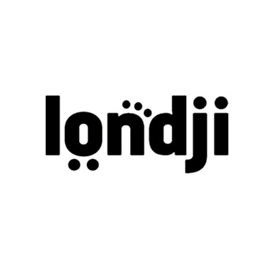 Logotipo preto da marca Londji com pontos decorativos em fundo branco