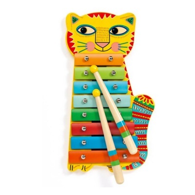 Xilofone infantil colorido em forma de gato
