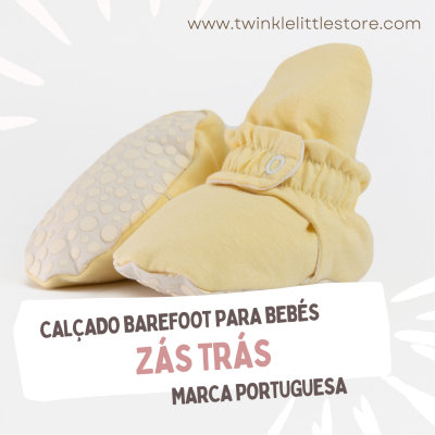 Calçado barefoot amarelo para bebés com sola antiderrapante