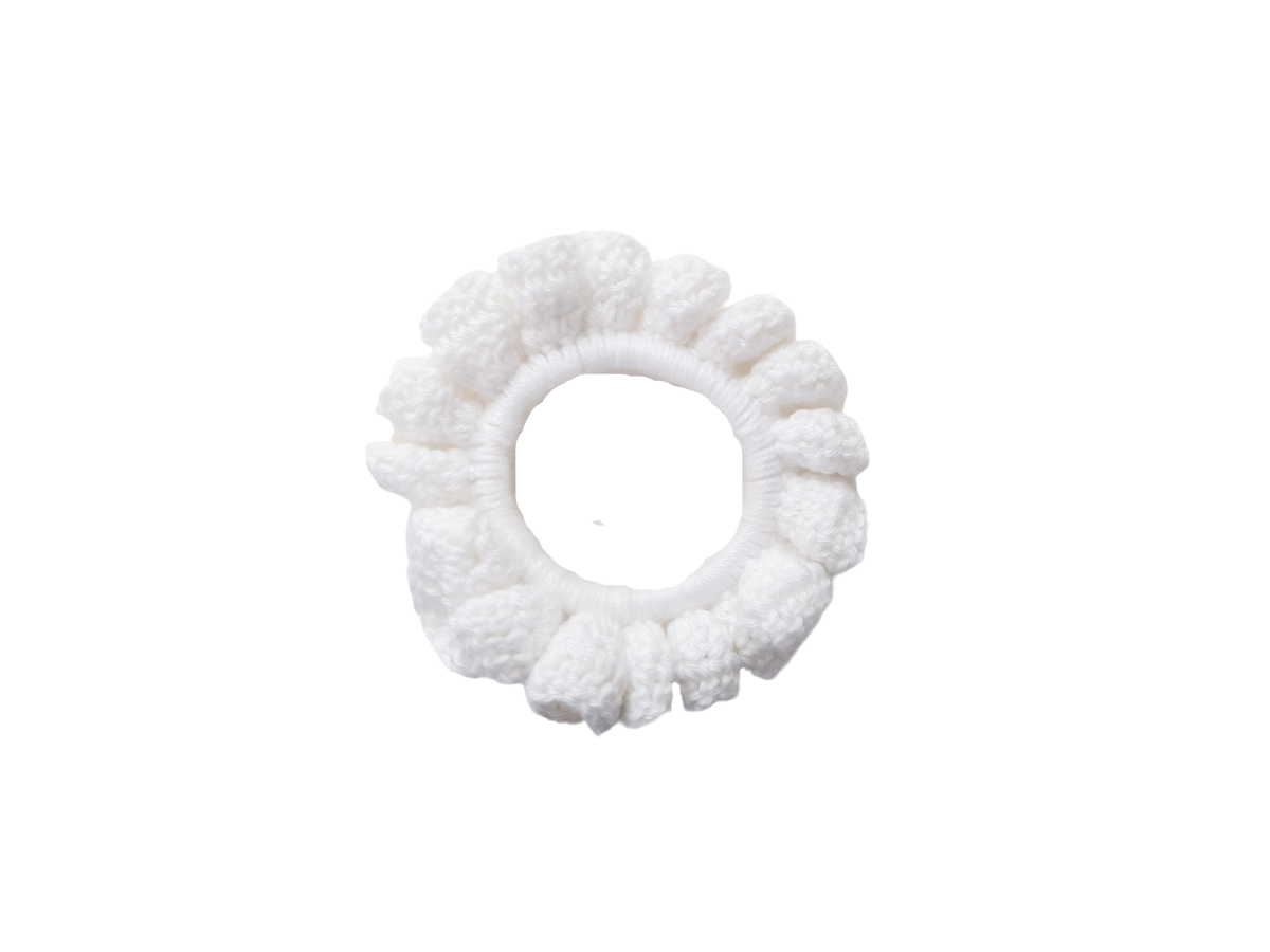 Elástico para cabelo scrunchie branco tricotado