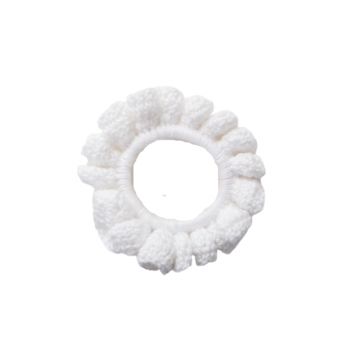 Elástico para cabelo scrunchie branco tricotado