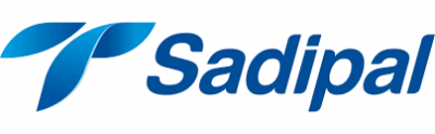 Logotipo azul da Sadipal em fundo branco