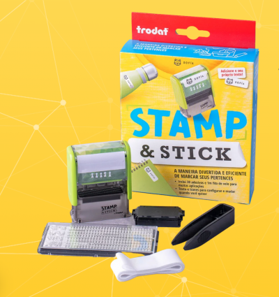 Conjunto Trodat Stamp & Stick com carimbo e acessórios