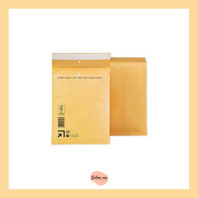 Embalagens almofadadas castanho claro para envio com selo e código de barras