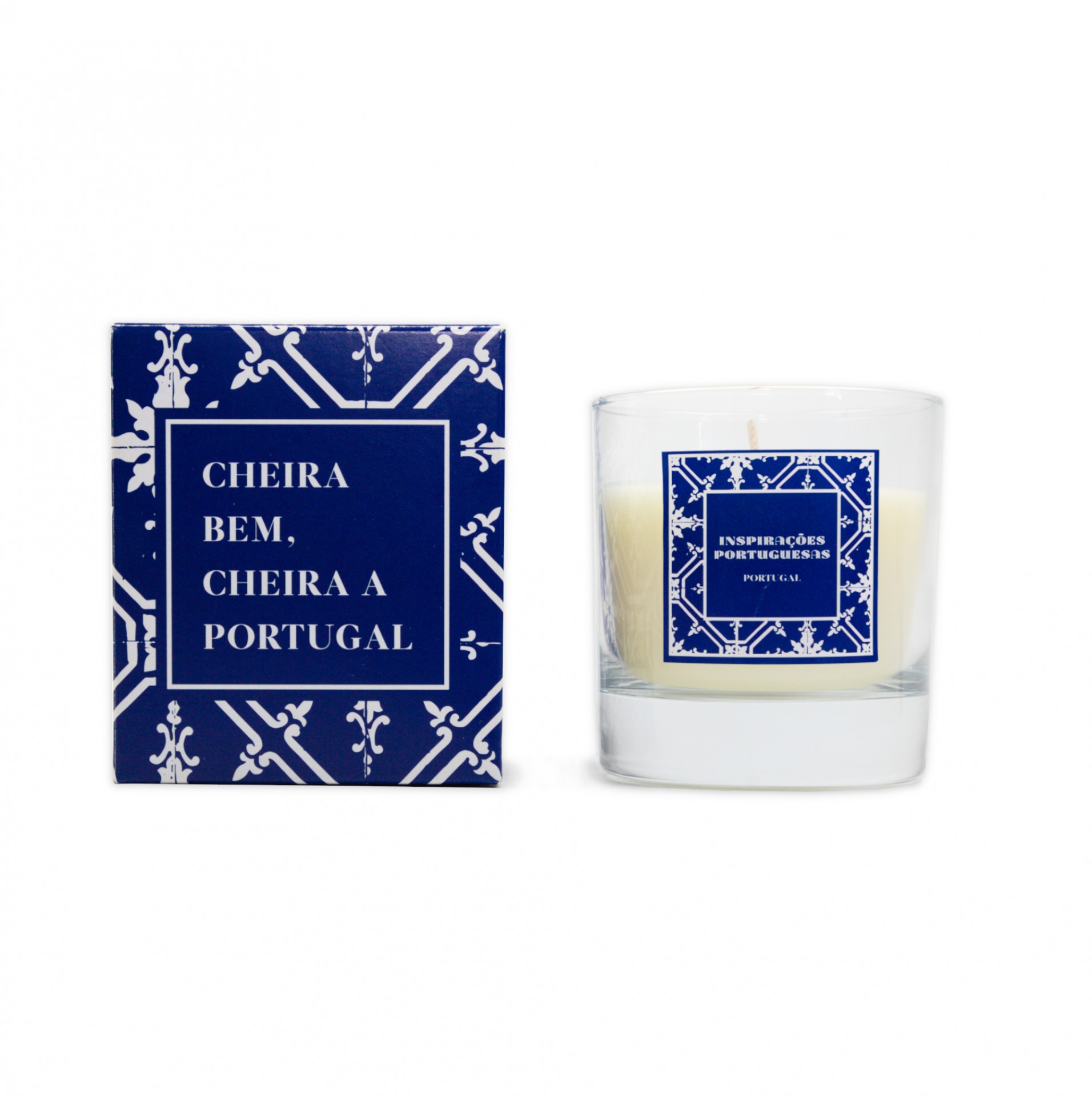 Cheira bem Cheira a Portugal - Jasmim Vela perfumada em copo de vidro com caixa decorativa azul