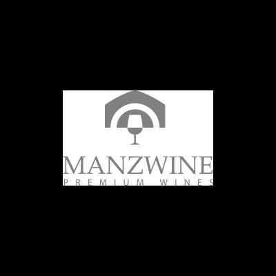 Logótipo da marca MANZWINE PREMIUM WINES com símbolo abstrato e texto
