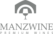 Logótipo da marca MANZWINE PREMIUM WINES com símbolo abstrato e texto
