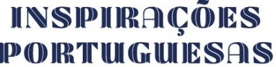 Texto 'INSPIRAÇÕES PORTUGUESAS' em azul escuro sobre fundo branco