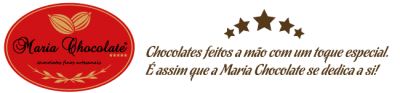 Logotipo Maria Chocolate com texto promocional em português