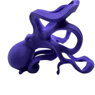 Escultura roxa de polvo com fundo branco