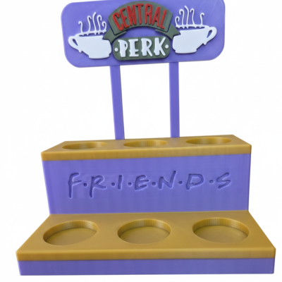Suporte plástico para seis copos com texto CENTRAL PERK e FRIENDS