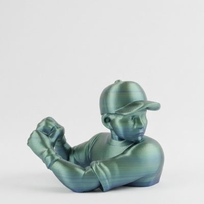 Busto escultórico plástico de jogador de beisebol azul-esverdeado