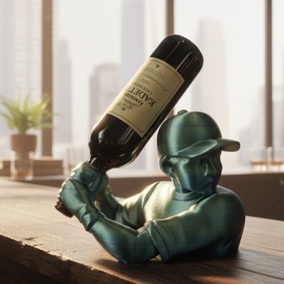 Suporte para garrafa em forma de jogador de baseball segurando uma garrafa de vinho KADINE CAFE BLEND 2023