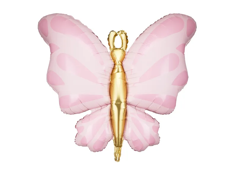 Balão em forma de borboleta cor-de-rosa e dourado