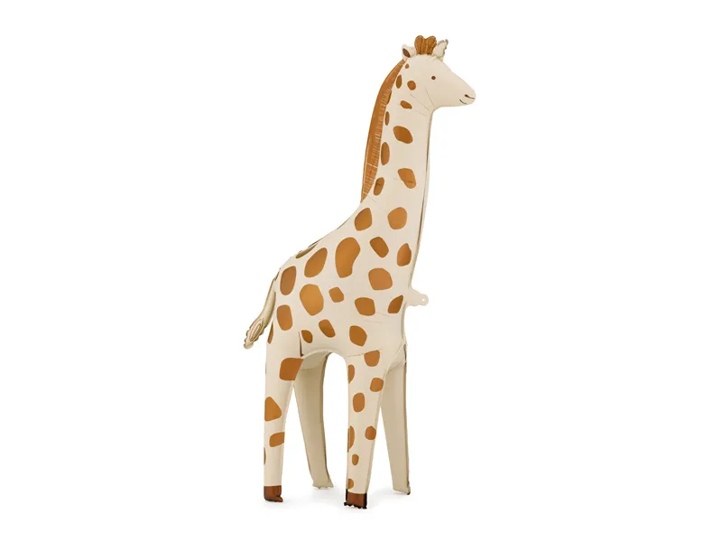 Balão insuflável em forma de girafa com manchas castanhas