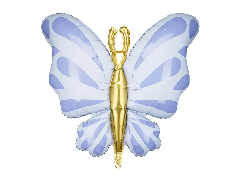 Balão metálico borboleta dourado e lilás