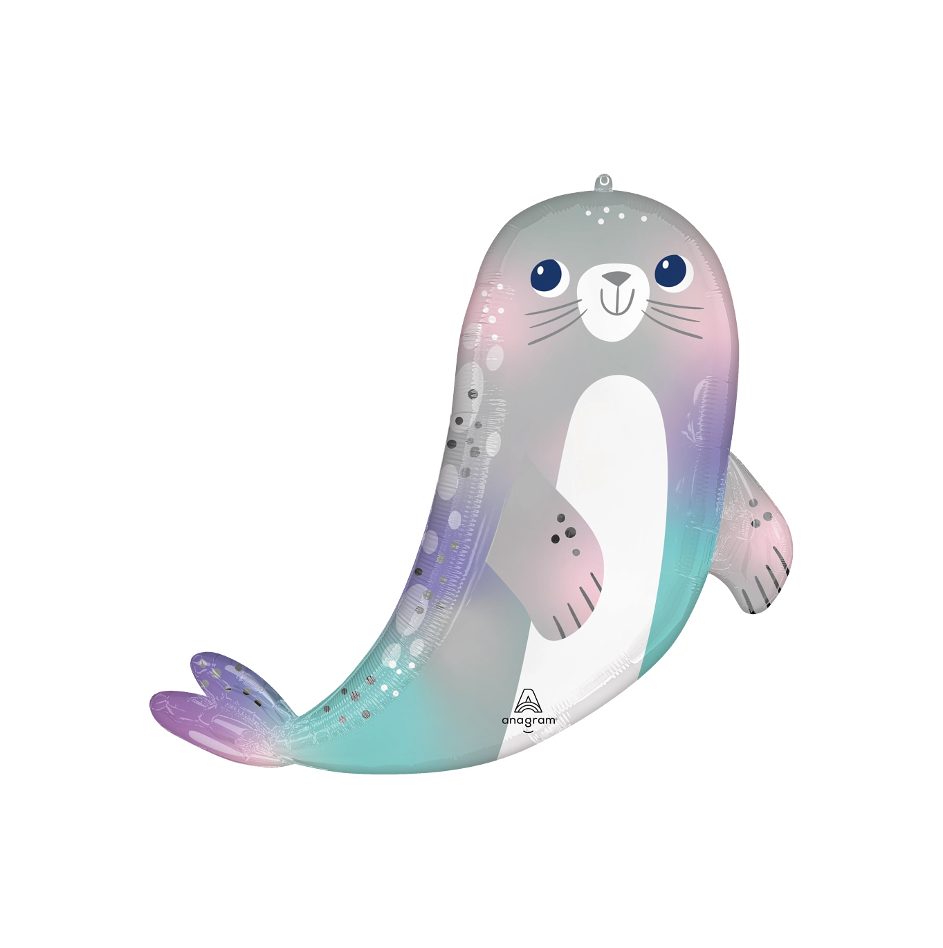 Balão metalizado em forma de foca colorida