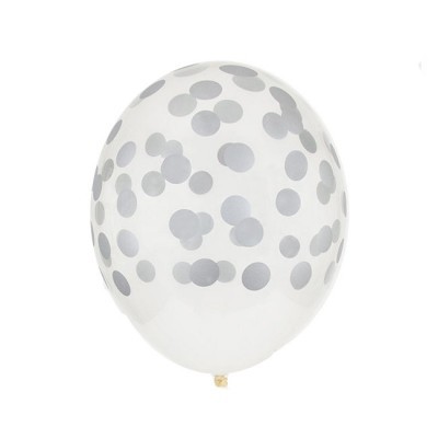 Balão transparente com confetes cinzentos