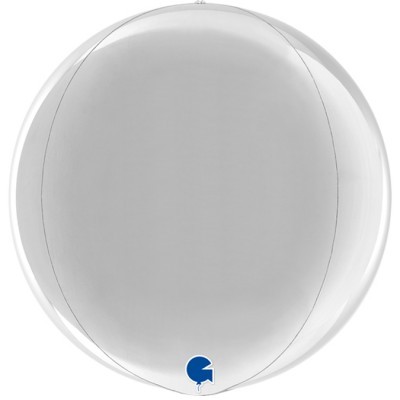 Bola transparente gigante com símbolo azul na parte inferior