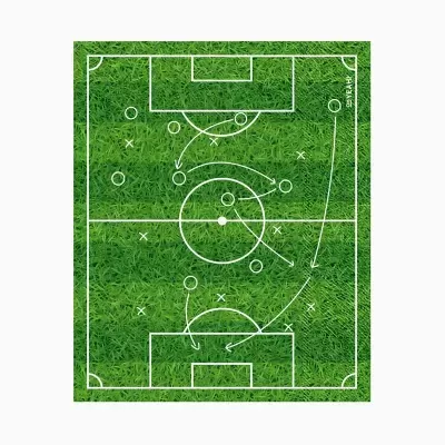 Campo de futebol com marcações táticas e texto OH YEAH