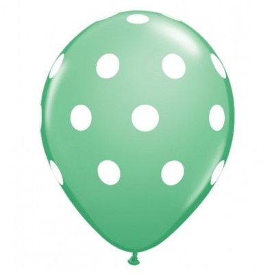 Balão verde mentolado com bolinhas brancas