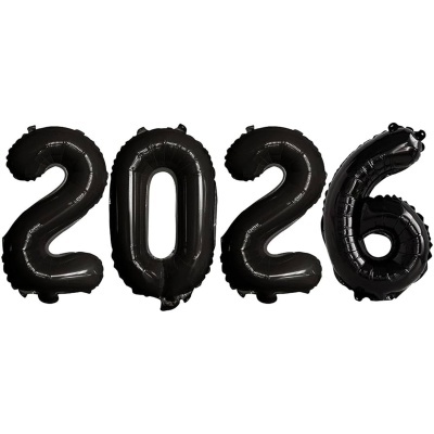 Balões pretos de números 2026