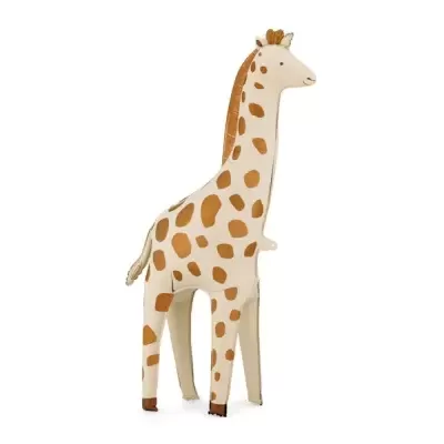 Balão insuflável em forma de girafa com manchas castanhas