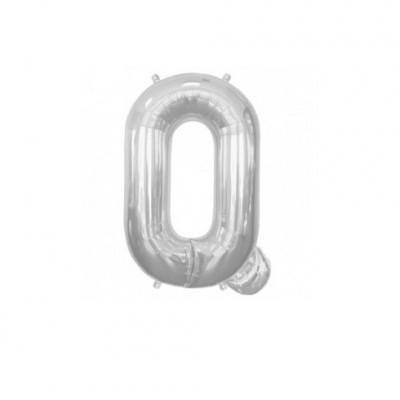 Balão prateado em forma da letra Q