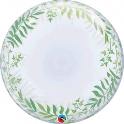 Prato descartável de papel com padrão de folhas verdes