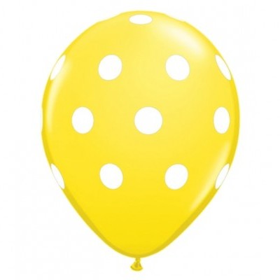 Balão amarelo com bolinhas brancas
