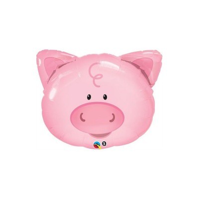 Balão em formato de cabeça de porco cor-de-rosa com orelhas