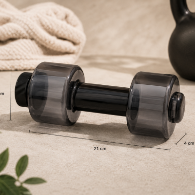 Halter preto compacto com medição em centímetros sobre superfície clara