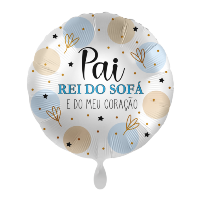 Balão redondo branco com texto para pai e bolinhas coloridas