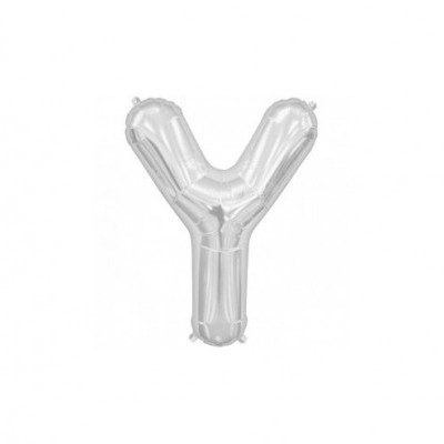 Balão metalizado prateado em forma da letra Y