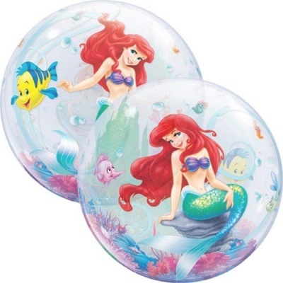 Bolas transparentes decoradas com personagens de Arielle, a pequena sereia