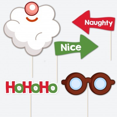 Conjunto de acessórios para fotos natalícios com espuma, setas, óculos e texto HoHoHo