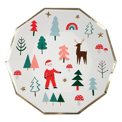 Prato de papel decorativo de Natal com ilustrações coloridas