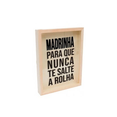 Caixa decorativa em madeira com texto motivacional em português