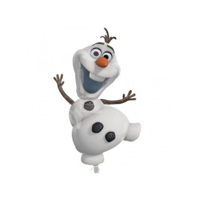 Balão personagem Olaf do filme Frozen, branco com detalhes em preto e laranja