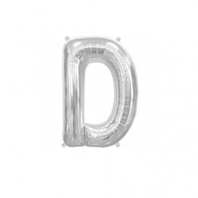 balão metálico prateado em forma da letra D