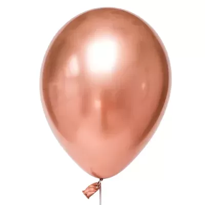 Balão metálico de cor cobre amarrado com fita