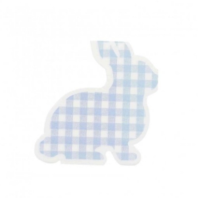 Recorte em tecido de coelho com padrão xadrez azul e branco