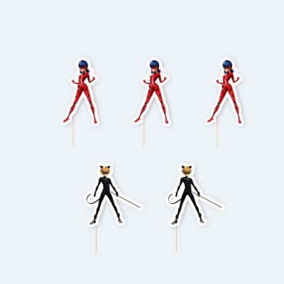 Toppers de bolo de figuras cartoon em plástico e palitos de madeira