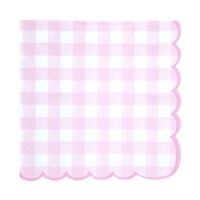 Guardanapo de papel com padrão xadrez cor-de-rosa e branco