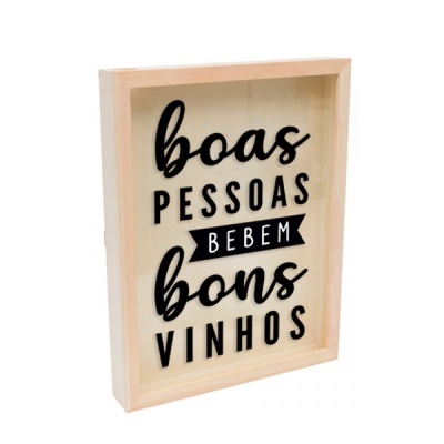 Quadro decorativo com texto em caixa de madeira