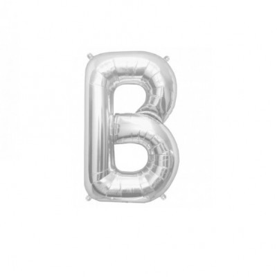 Balão metalizado prateado letra B