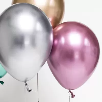 Balões metálicos prata, rosa e dourado